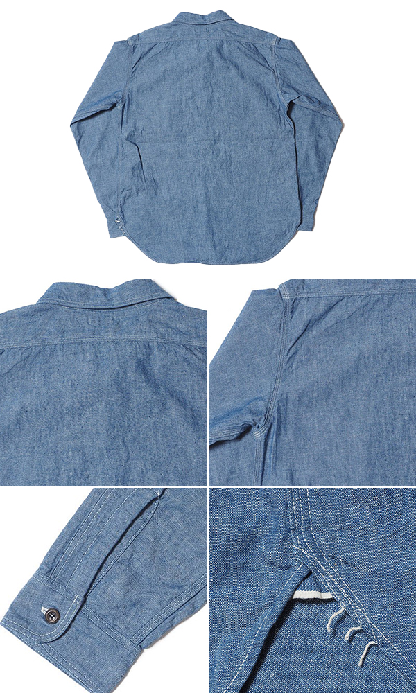 WAREHOUSE ウエアハウス 長袖|シャンブレー|エルボーパッチ|ワークシャツ『CHAMBRAY SHIRTS WITH ELBOW  PATCH』【アメカジ・ワーク】3036