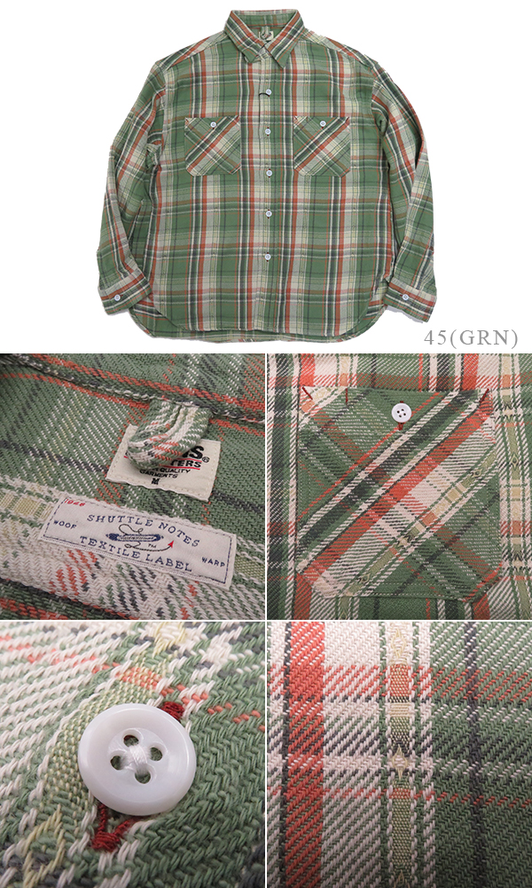 BARNS バーンズ シャトルノーツ 長袖|フランネル|ワークシャツ『Shuttle Notes CLASSIC NEL  SHIRT』【アメカジ・ワーク】BR-23330